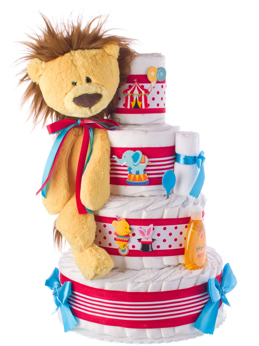 Lil&#39; Baby Cakes Johnson Shampoo Welcome to the Circus 4 Tier Diaper Cake