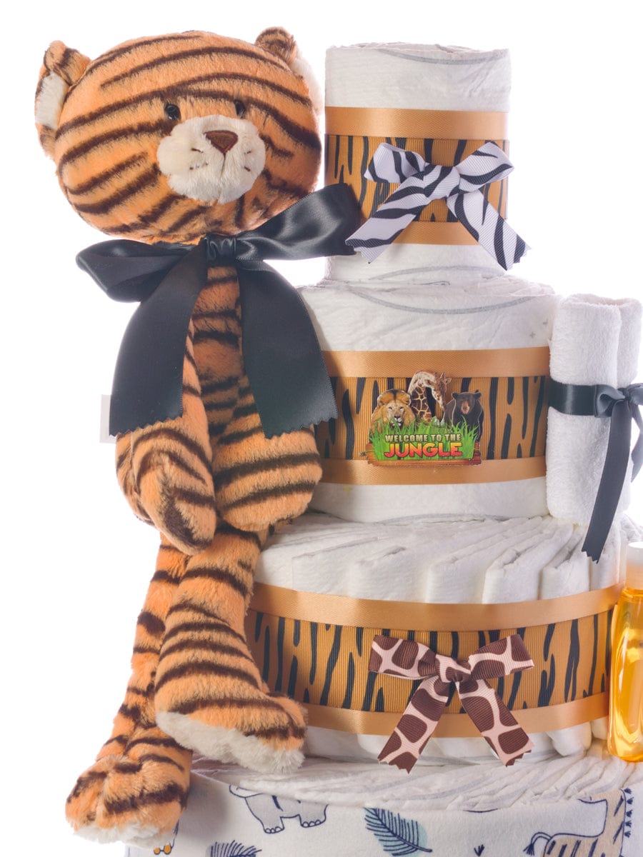 Lil&#39; Baby Cakes Welcome To The Jungle 4 Tier Diaper Cake
