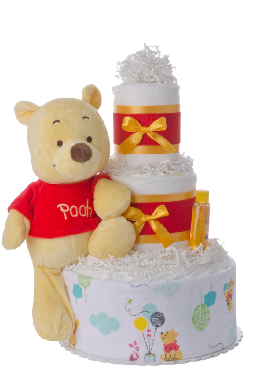 Lil&#39; Baby Cakes Winnie the Pooh Red Shirt Neutral Diaper Cake